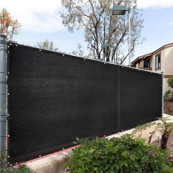 6' x 50' Black Fence Privacy Screen Cover Windscreen with Heavy Duty Brass - Picture 1 of 6